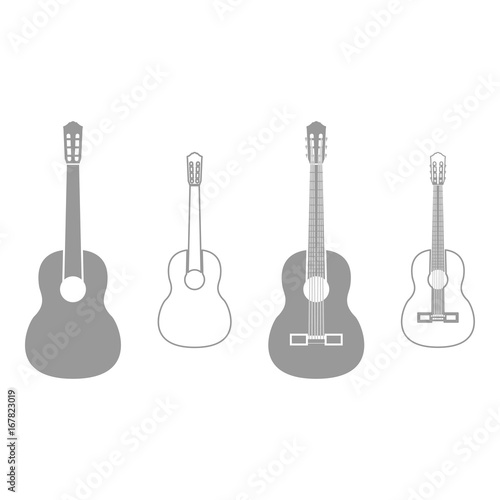 Guitar grey set icon .