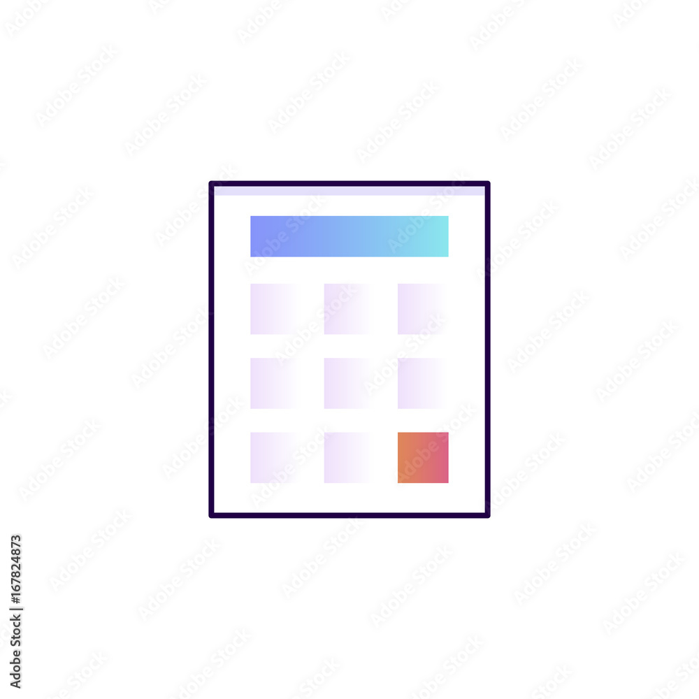 Isolated flat line gradient calculator icon. Isolated flat line gradient calculator icon.