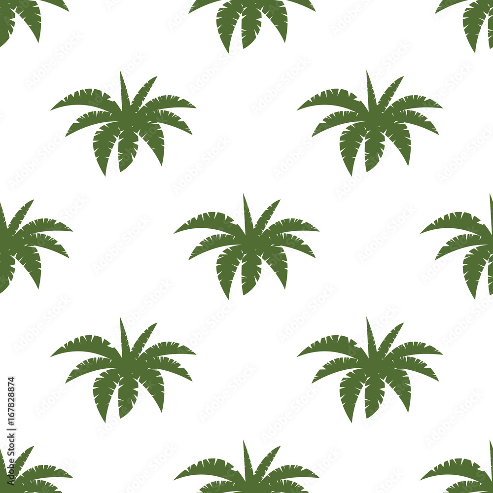 Bright vector green leaf floral seamless pattern summer beach party tropical palm background.