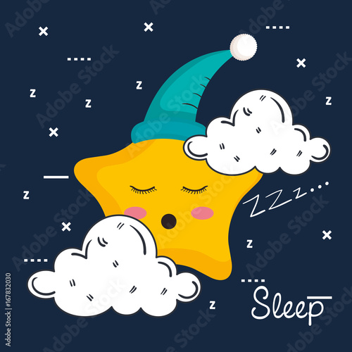 cloud and star icon sleep night dreams symbol vector illustration