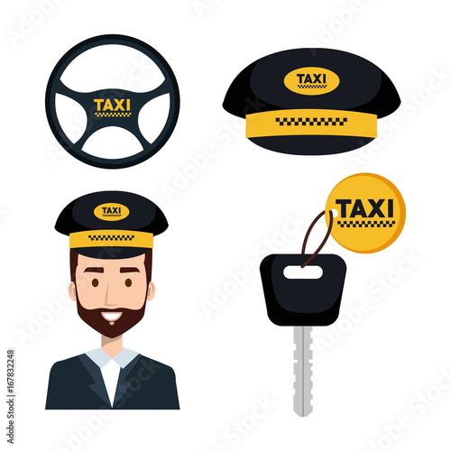 taxi service set transport order internet elements vector illustration