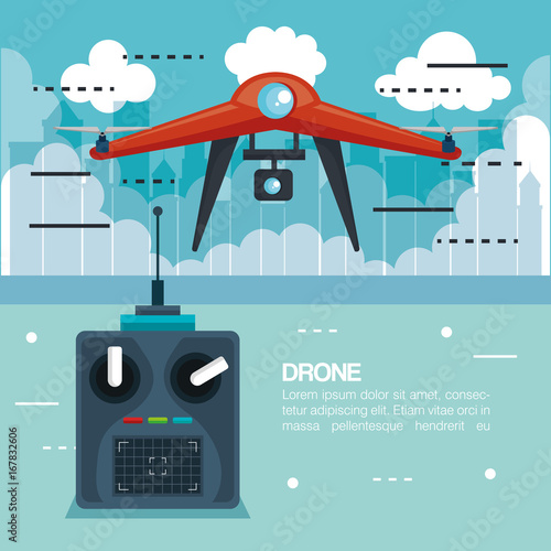 drone with remote control technology icon vector illustration