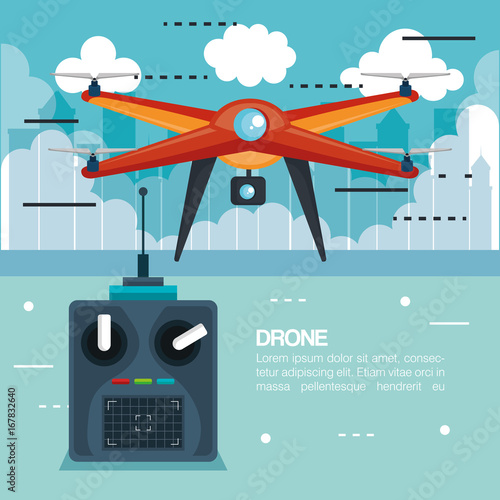 drone with remote control technology icon vector illustration