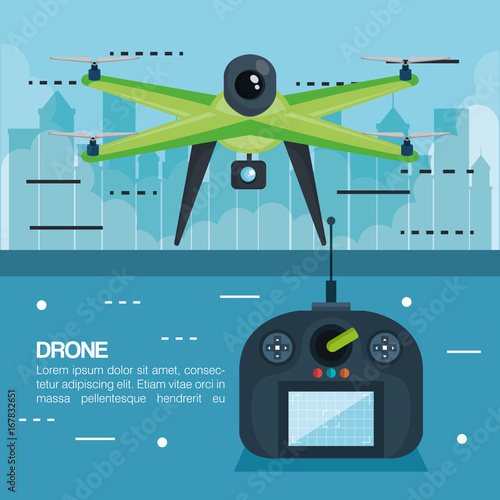 drone with remote control technology icon vector illustration