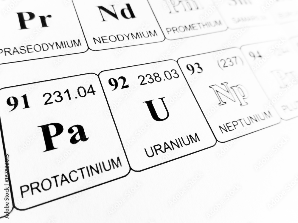 Uranium on the periodic table of the elements Uranium on the periodic table of the elements