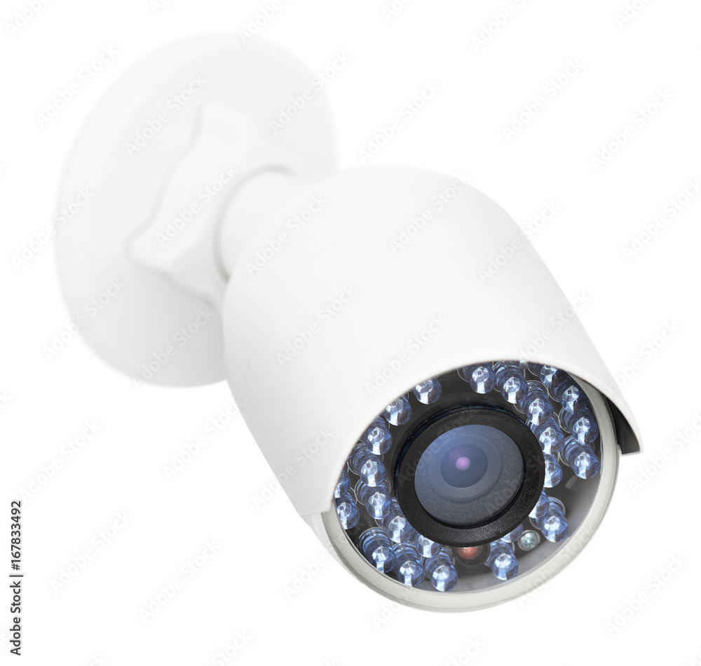 CCTV IP security camera, closeup photo, isolated object on white CCTV IP security camera, closeup photo, isolated object on white