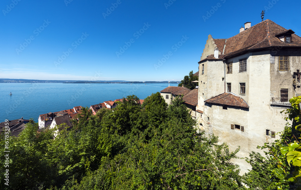 The old castle in Meersburg and Lake Constance - Meersburg, Lake Constance, Baden-Wuerttemberg, Germany, Europe