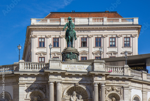 Photography Albertina Museum and statue of the Hapsburg emperor Joseph 2  in Vienna, Austria