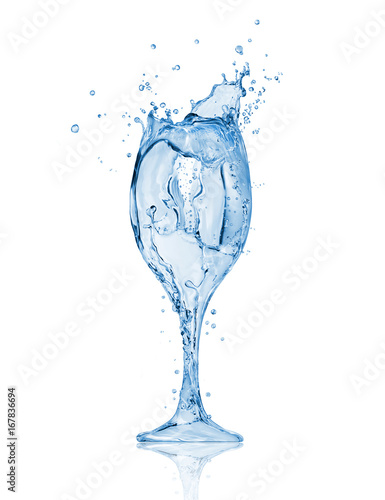 Wineglass made of water splashes. Conceptual image isolated on white background