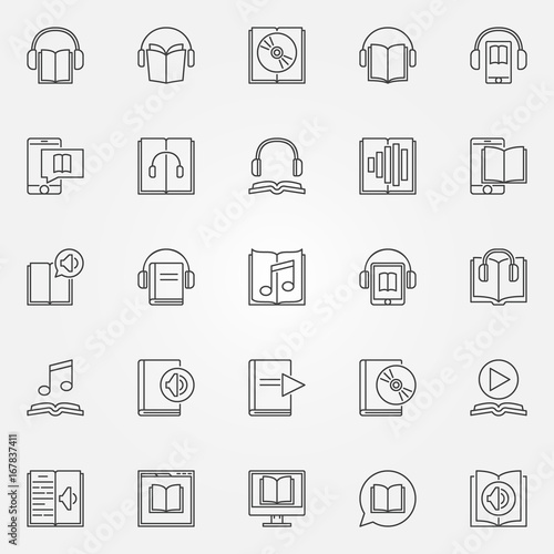 Audiobook icons set