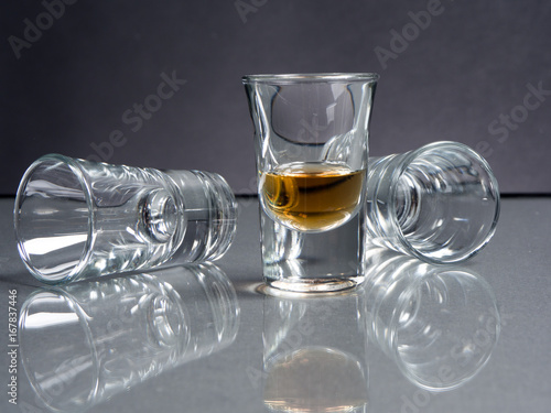 Whisky shot glass with reflections