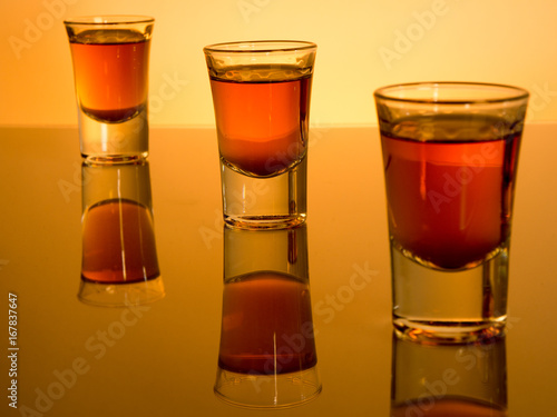 Whisky shot glass with reflections