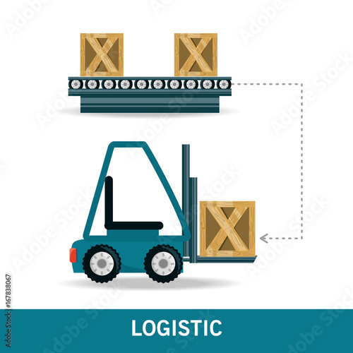 warehouse with boxes for shipping and stackers