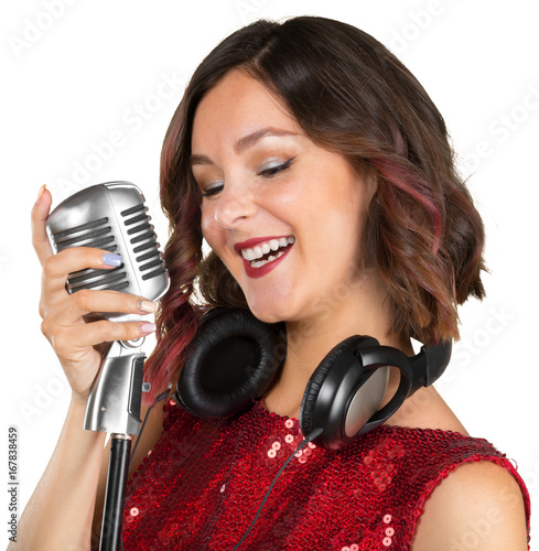 Beautiful female singer singing a song