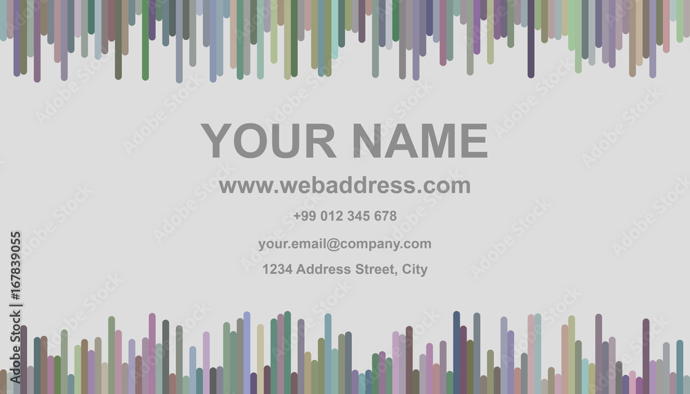 Business card template design - vector personal information illustration with vertical stripes