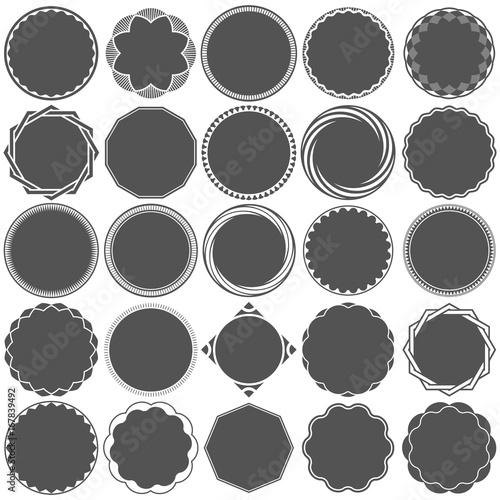 Collection of Round Decorative Border Frames with Solid Filled Background. Ideal for vintage label designs.