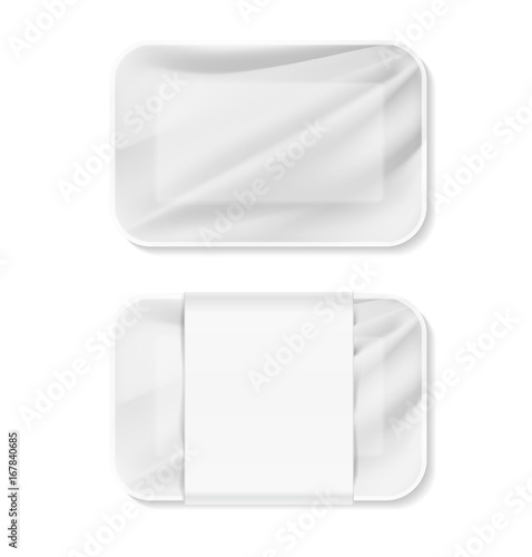 Mockup template tray container. Vector illustration on white background. Ready for your design.