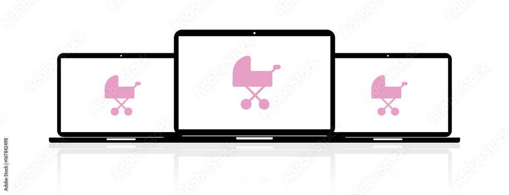 Fototapeta premium Laptop Banner - Buggy rosa