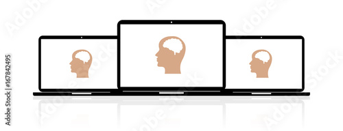 Laptop Banner - Kopf Gehirn
