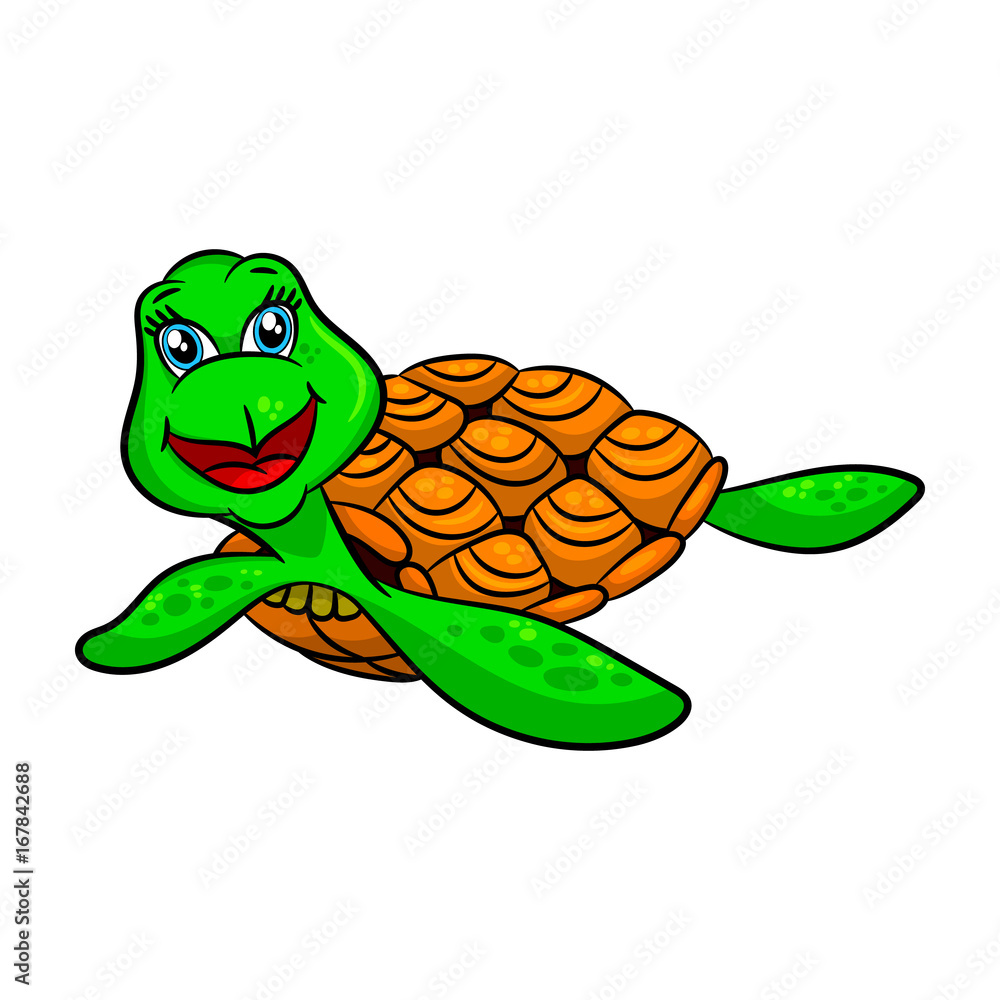 Fototapeta premium Funny cartoon sea turtles