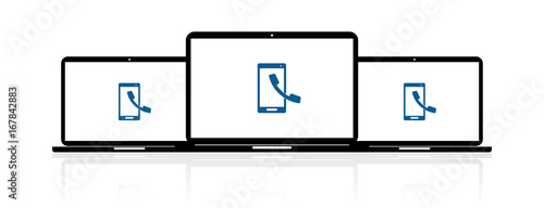 Laptop Banner - Smartphone Anruf