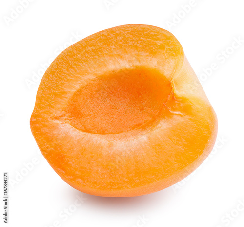 half of  apricot isolated on a white background