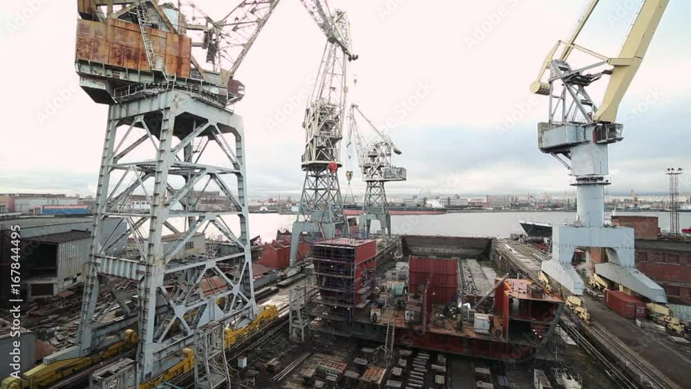 Tower cranes at the construction site time lapse Tower cranes at the construction site time lapse