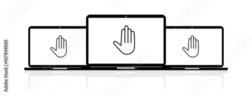 Laptop Banner - Hand Warnung