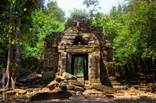 Ancient stone temple ruins in the jungle  Angkor Wat