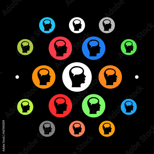 Modernes UI design - Sprechblase im Kopf