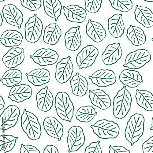 Dark green outline leaves pattern