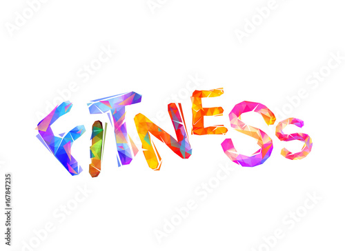 FITNESS. Vector inscription of triangular letters