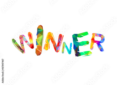 Winner. Triangular vector colorful letters