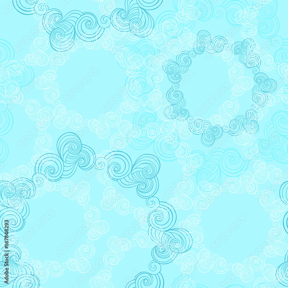 Vector seamless pattern with round waves ornamental elements. Vector seamless pattern with round waves ornamental elements.