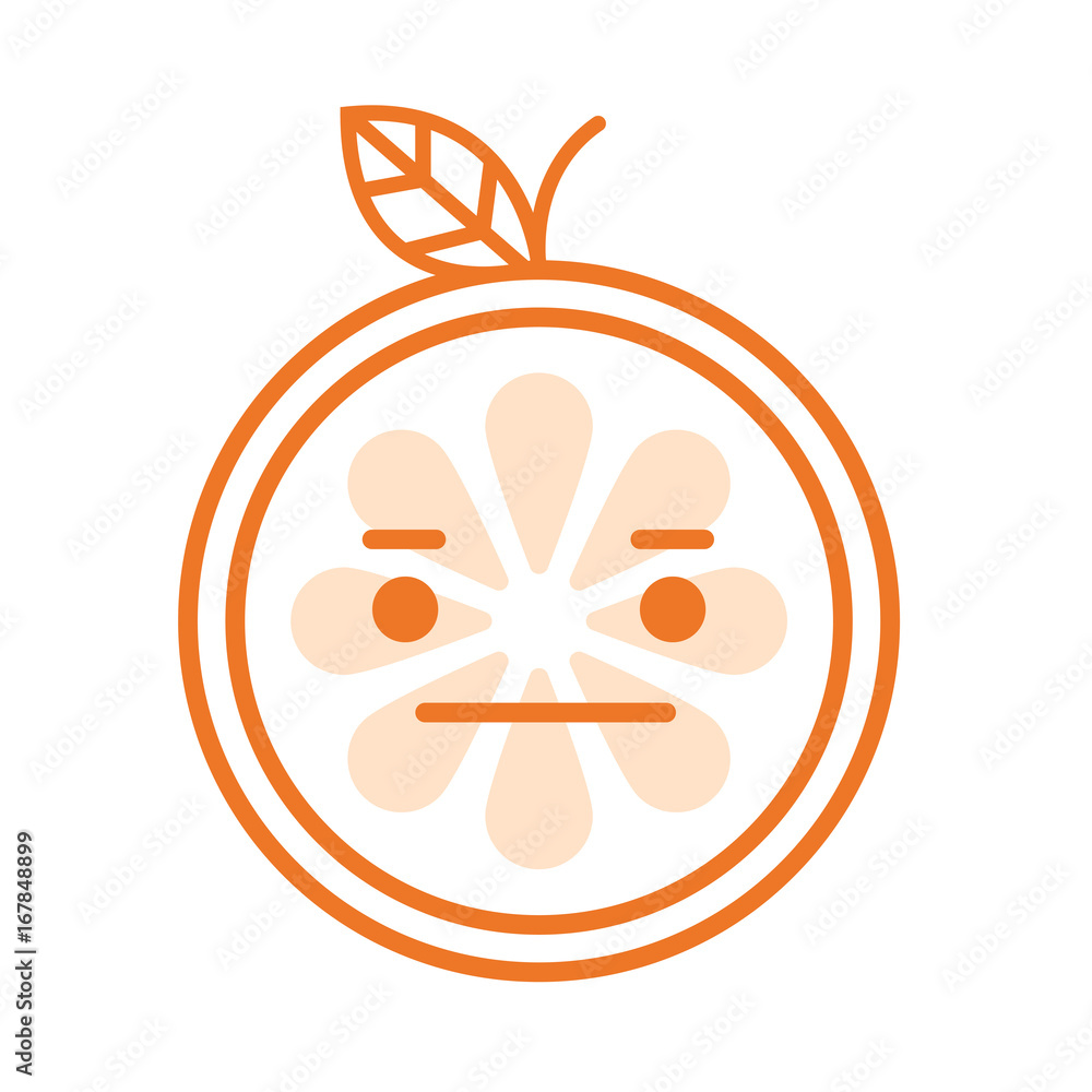 No words straight face emoji. No words feeling orange fruit emoji. Vector flat design emoticon icon isolated on white background. No words straight face emoji. No words feeling orange fruit emoji. Vector flat design emoticon icon isolated on white background.
