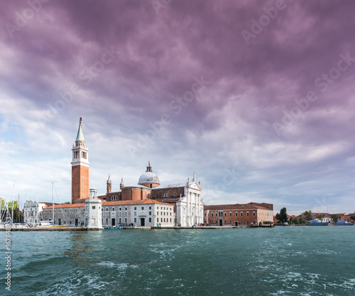 Venice, Italy: Art view of the San Giorgio Maggiore Church from the water.