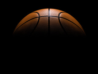 Basketball close-up on black background