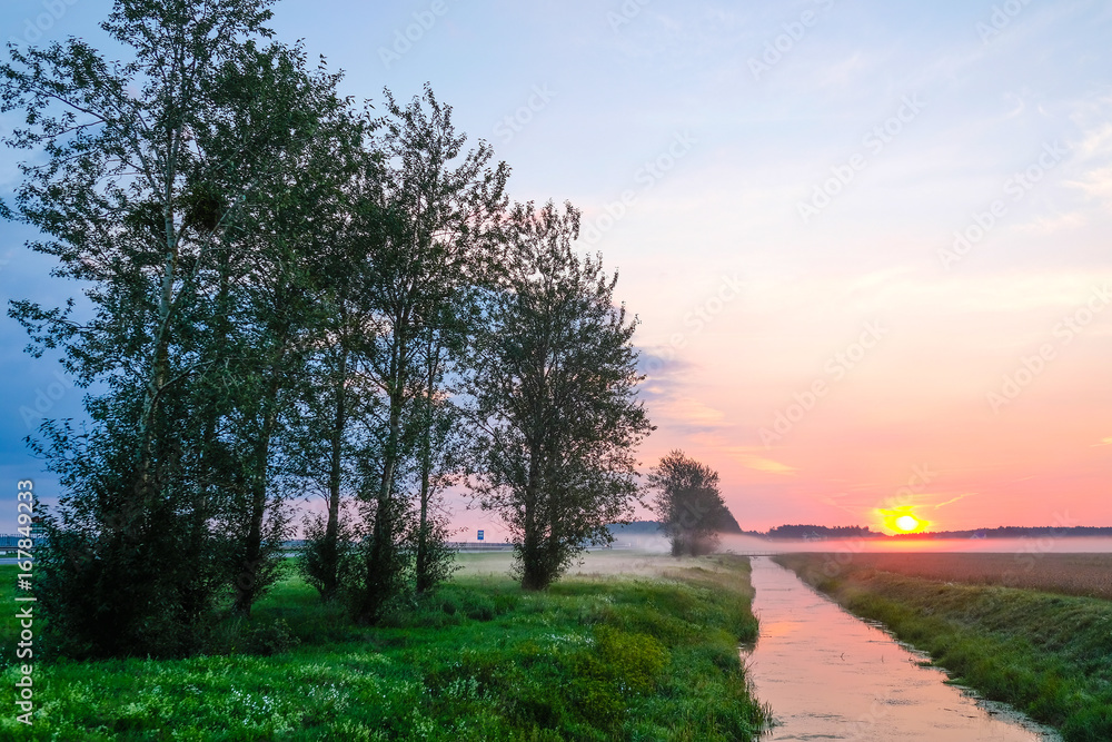 Landscape with the image of summer dawn