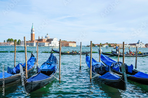 Venice  Italy - July  28  2017  gondola on a Channel in Venice  Italy