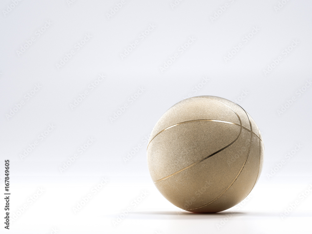 Gold metalic Basketball close-up on bright studio background Gold metalic Basketball close-up on bright studio background