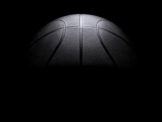 Basketball close-up on black background