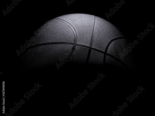 Basketball close-up on black background