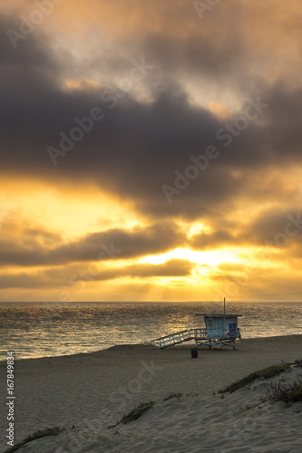 Fotografija Malibu Lifeguard Stand against Sunset