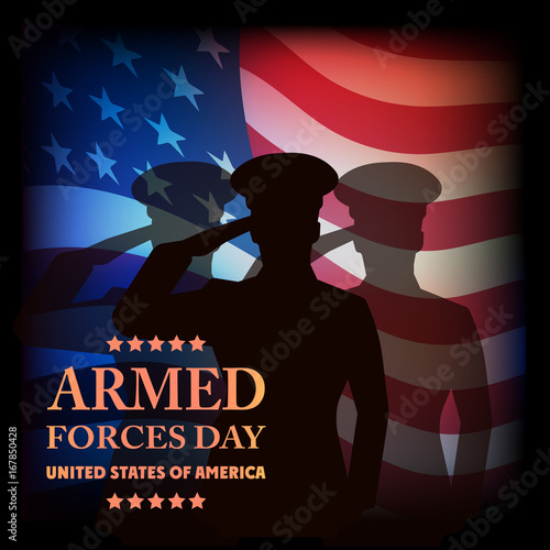 The image on old paper a card by armed forces day.