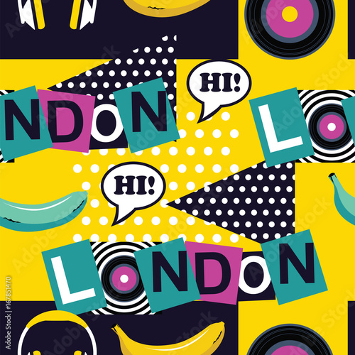 Tapety żółty pop-art bez szwu wzór Londynu