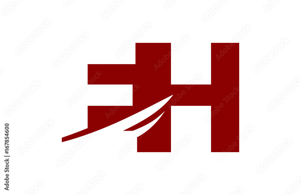 EH Red Negative Space Square Swoosh Letter Logo EH Red Negative Space Square Swoosh Letter Logo