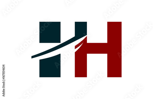 HH Red Negative Space Square Swoosh Letter Logo