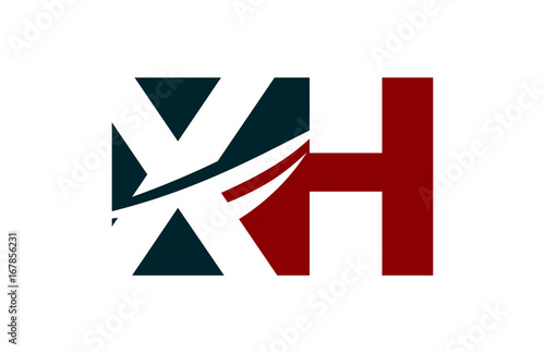 XH Red Negative Space Square Swoosh Letter Logo