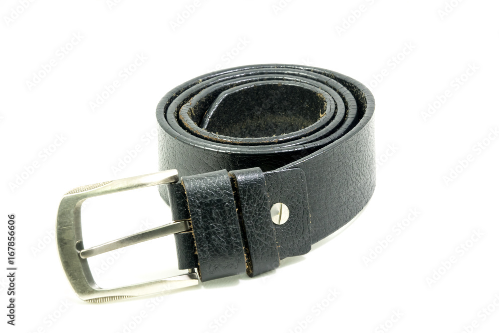 Black leather belt isolate Black leather belt isolate