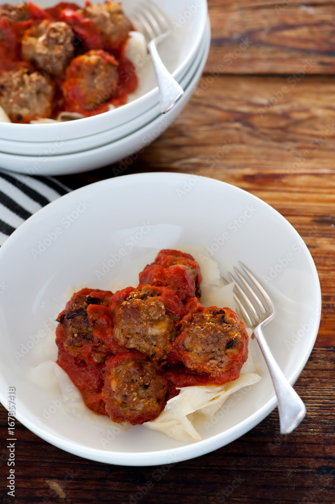 homemade meal with oriental meatballs homemade meal with oriental meatballs